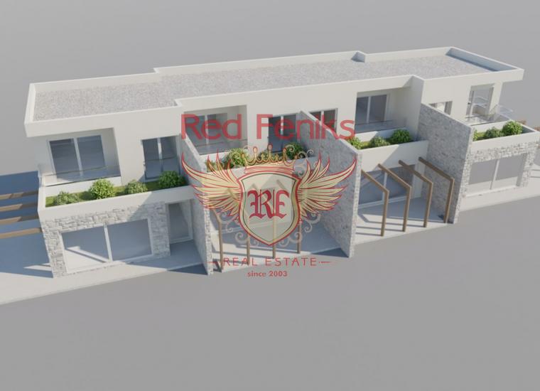 Новый красивый проект двухэтажного таунхауса на 4 семьи в Тивате, Дом в Регион Тиват Черногория