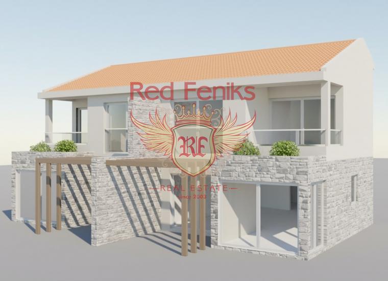 Новый красивый проект двухэтажного таунхауса на 2 семьи в Тивате, купить дом в Регион Тиват